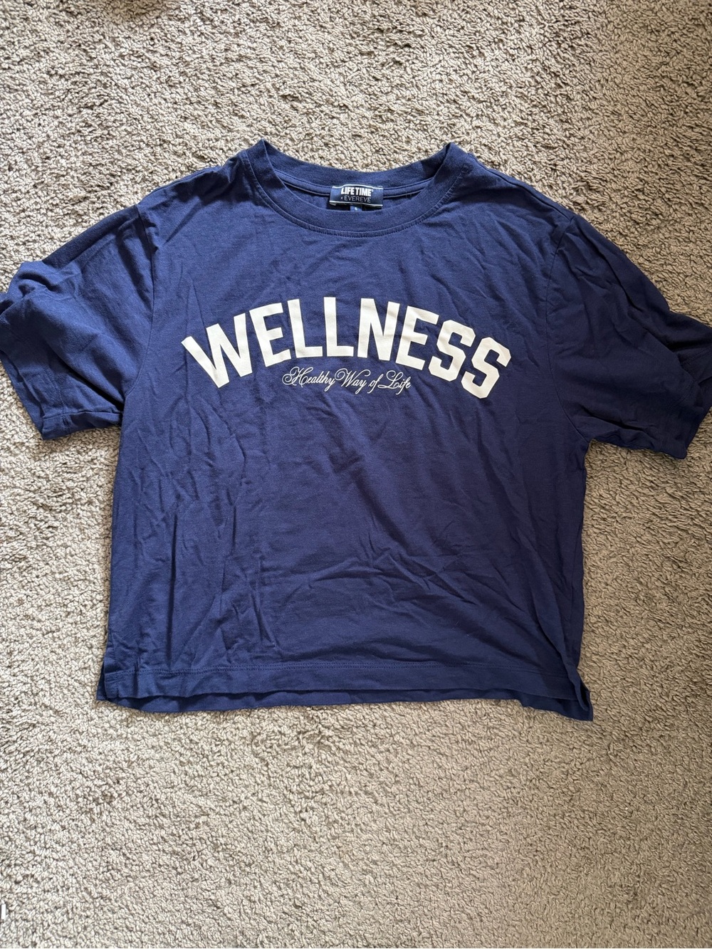 Evereve Navy Blue 'WELLNESS' Short Sleeve Tee